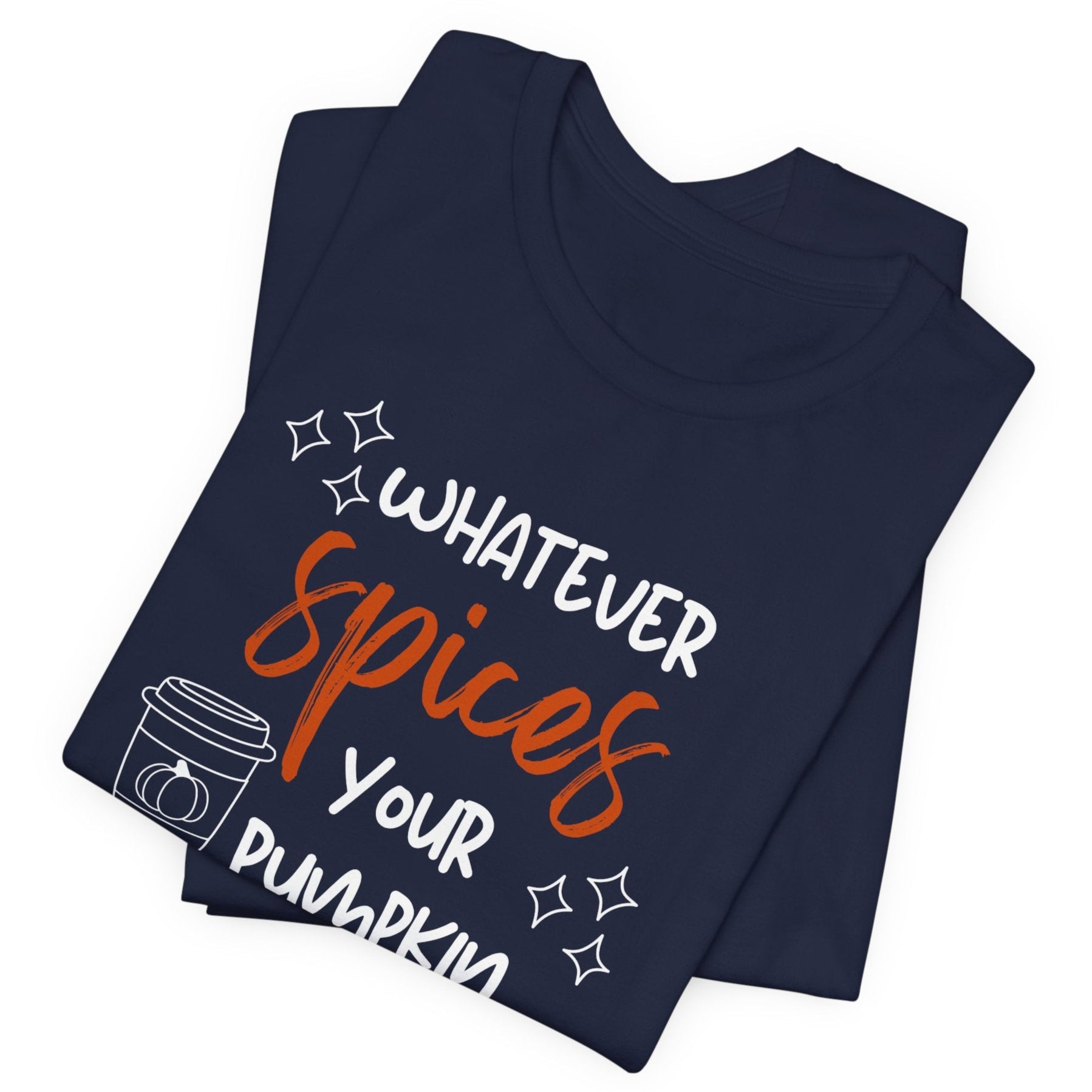 Navy blue t-shirt with humorous text design on a white background