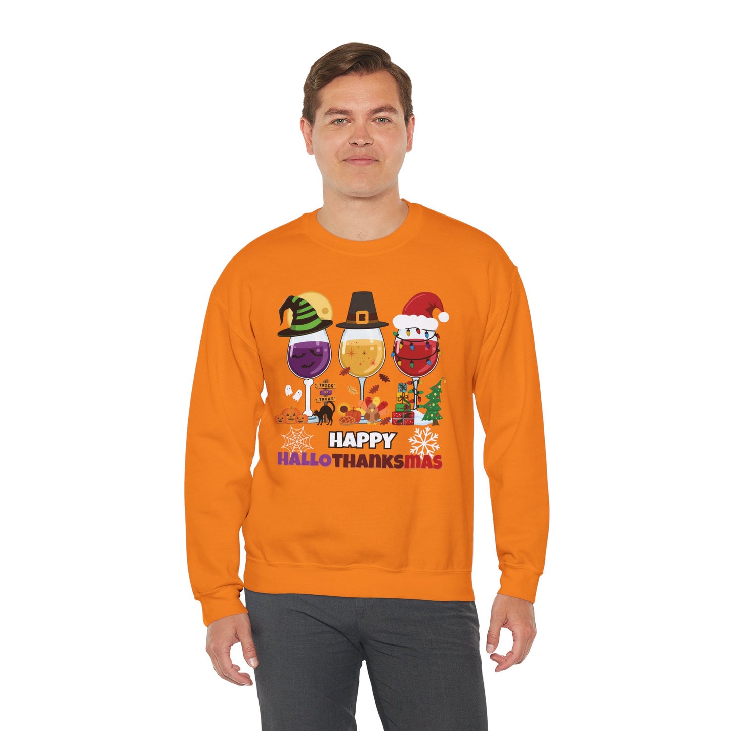 Happy HALLOTHANKSMAS Crewneck Sweatshirt (IRISH GREEN)