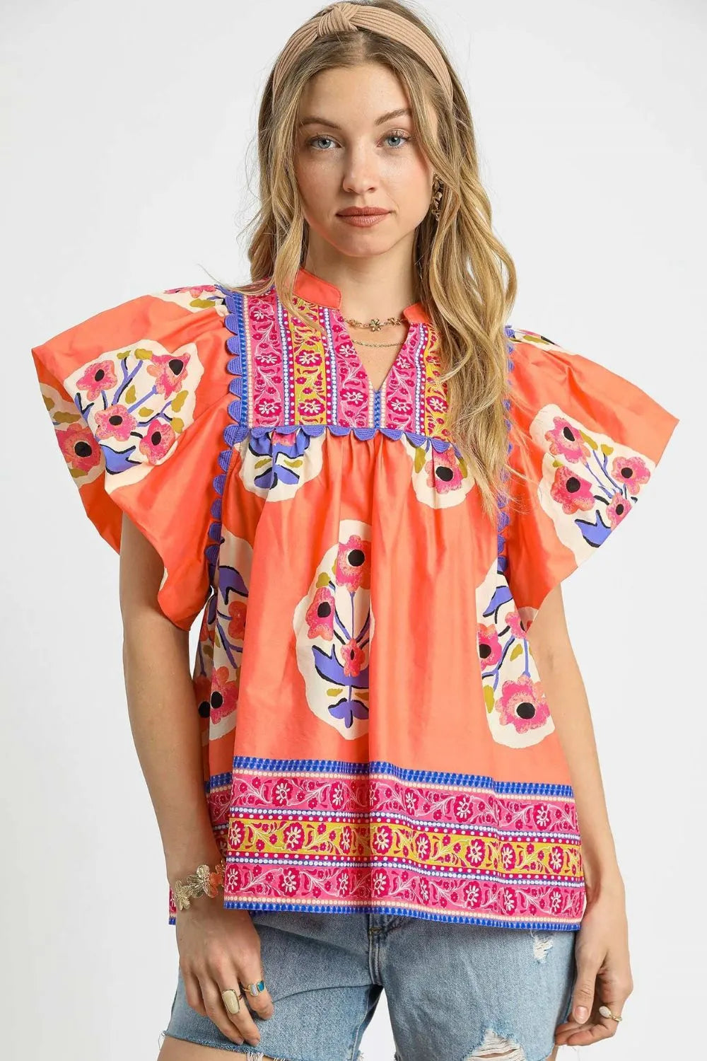 Floral Notched Puff Sleeve Blouse – The Joyful Verse