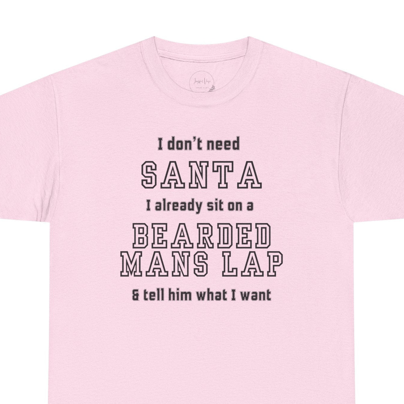 Pink t-shirt with humorous text design on a white background