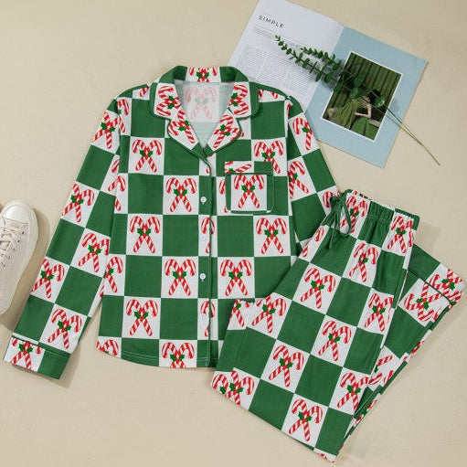Christmas Holly Jolly Checker Pajama Set