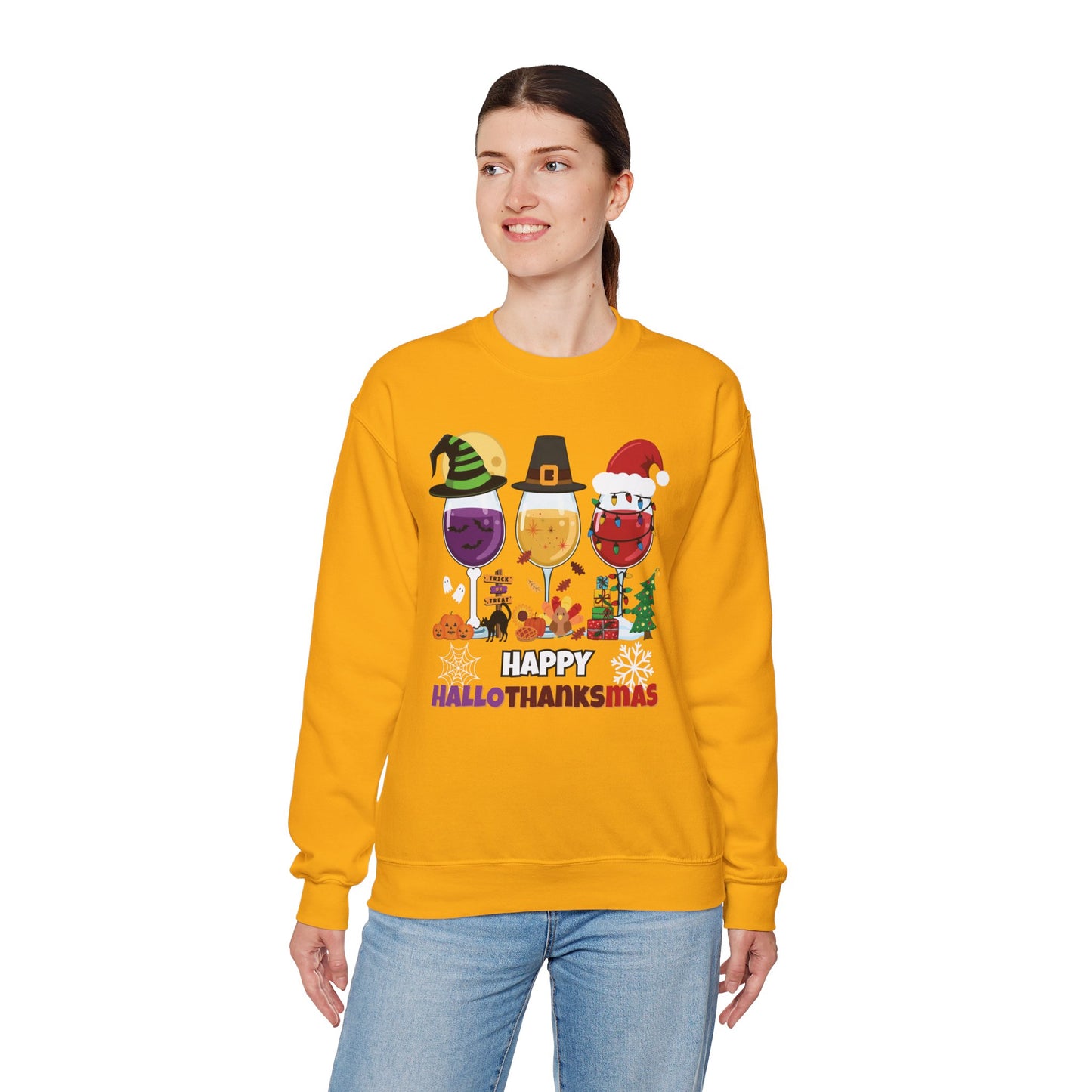 Happy HALLOTHANKSMAS Crewneck Sweatshirt (IRISH GREEN)