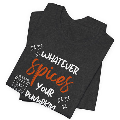 Dark gray t-shirt with humorous Halloween text design on a white background