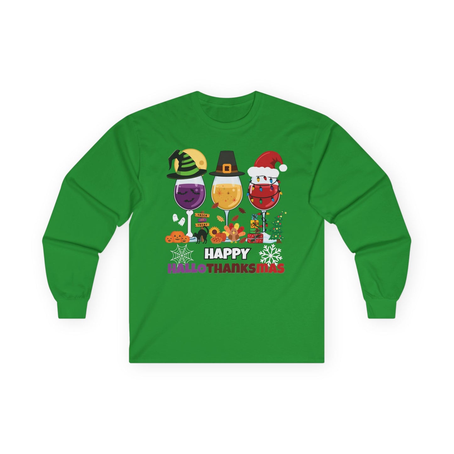 Festive Unisex Long Sleeve Tee - Happy Hallothanksmas