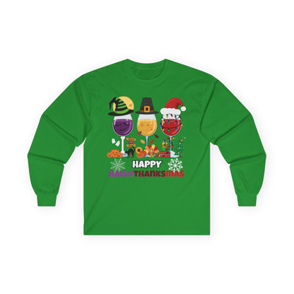 Festive Unisex Long Sleeve Tee - Happy Hallothanksmas