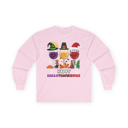Festive Unisex Long Sleeve Tee - Happy Hallothanksmas