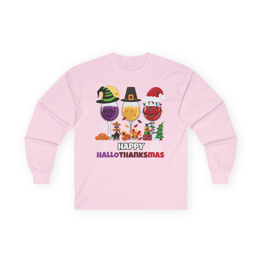 Festive Unisex Long Sleeve Tee - Happy Hallothanksmas