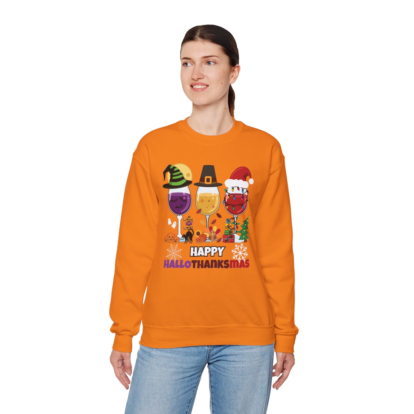 Happy HALLOTHANKSMAS Crewneck Sweatshirt (IRISH GREEN)