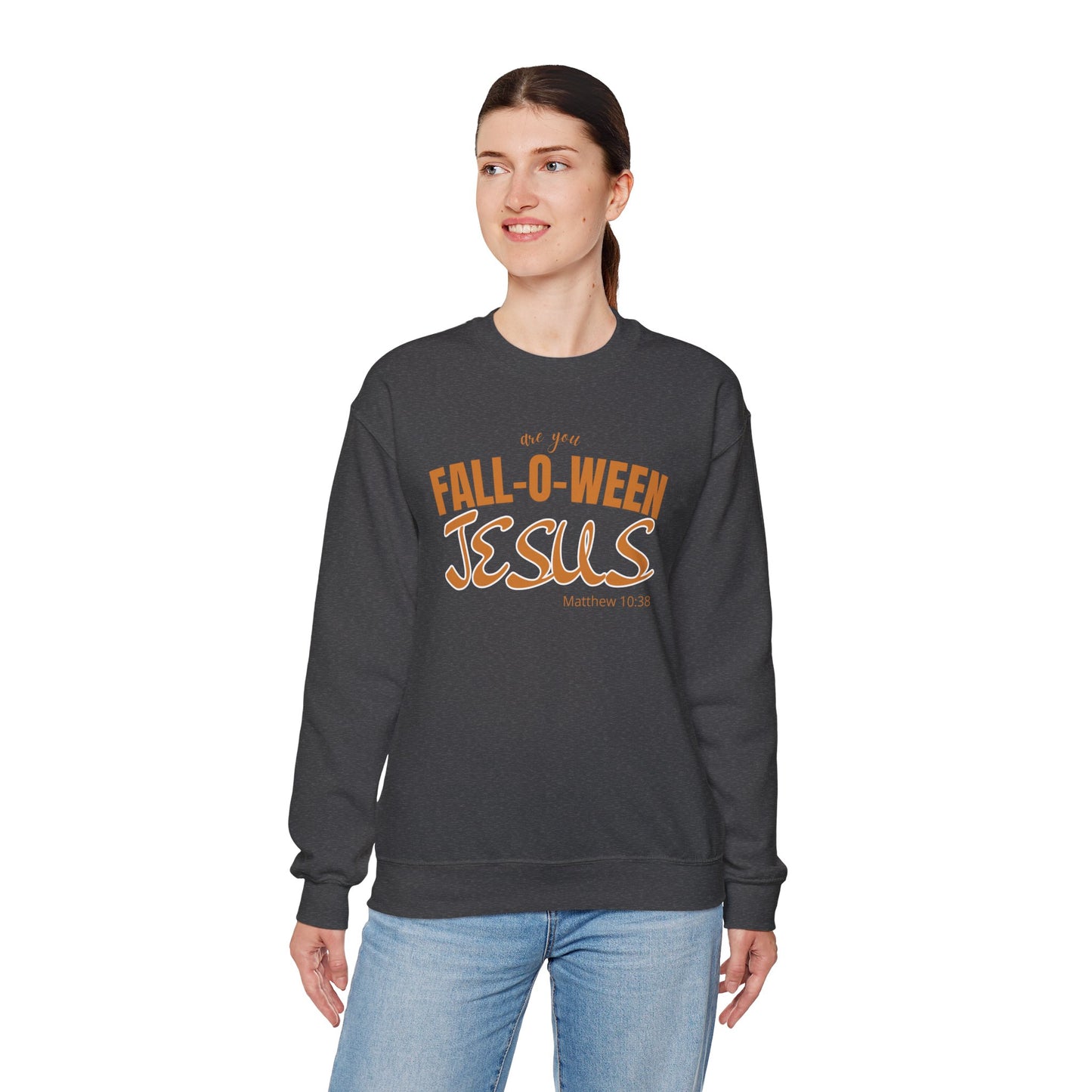 Fall-O-Ween Jesus Sweatshirt (FOREST GREEN), Unisex Crewneck, Jesus Inspired Apparel, Perfect for Autumn, Halloween, Faith-Based Gift