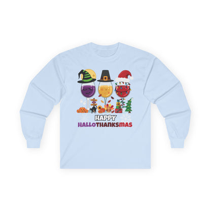 Festive Unisex Long Sleeve Tee - Happy Hallothanksmas