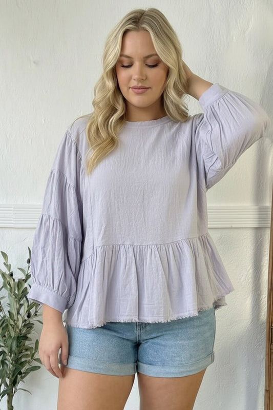 With Gentle Grace Lavender Cotton Blouse